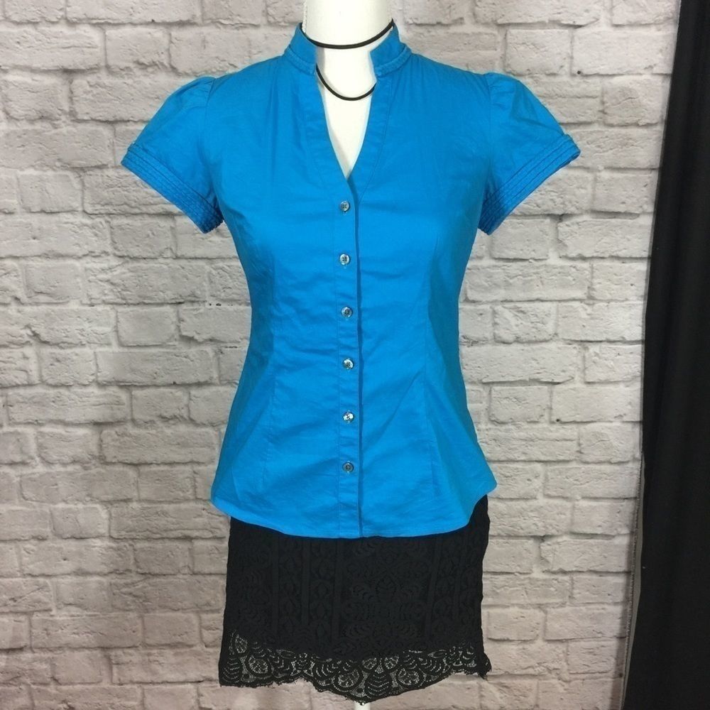 Express Design Studio Blouse Blue EUC SZ XS